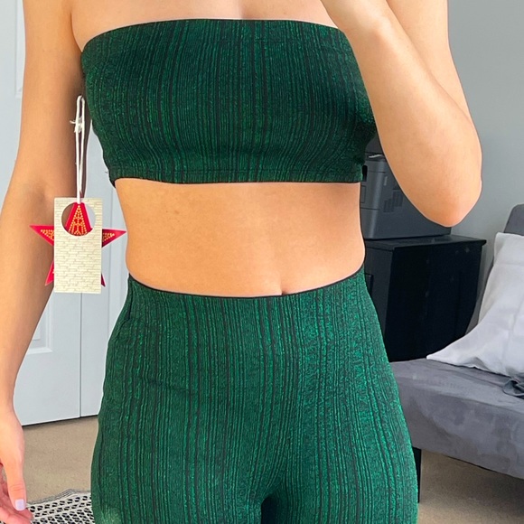 Tops | Sparkly Green Two Piece Set 